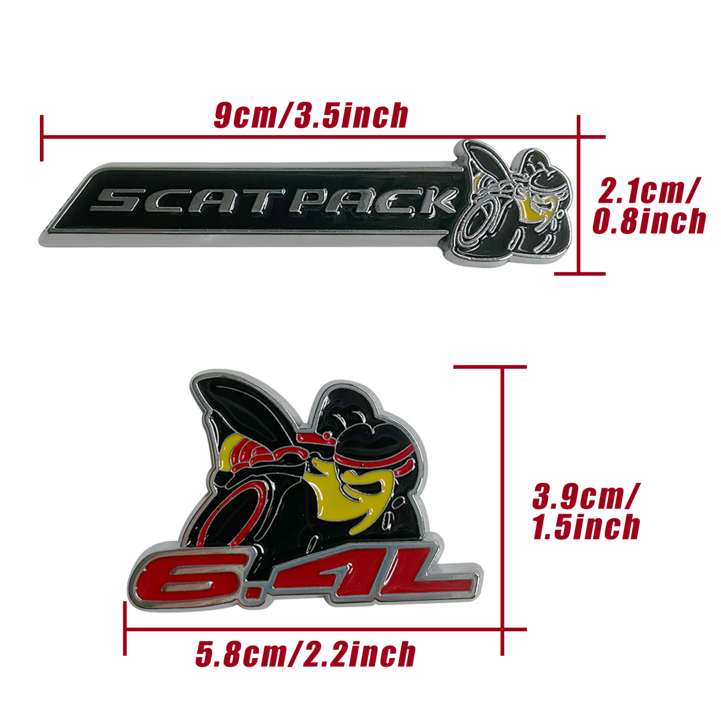 Dodge Charger Challenger 6.4L Super SCAT PACK Bee Emblems Side Fender Nameplates Badges 3D Sticker Decal 3PCS SET