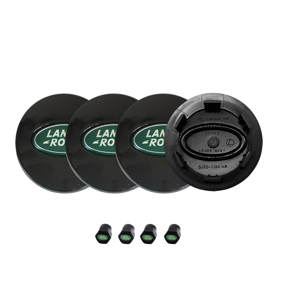 8pcs Range Rover Defender Discovery Freelander Plastic Wheel Center Hub & Valve Caps 62mm Black Green Land Rover 