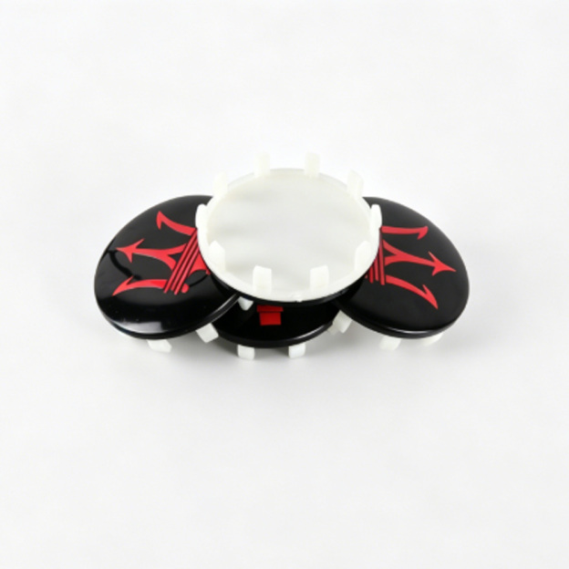 2004-2014 GranTurismo Quattroporte ABS Wheel Center Caps Gloss Black Red Maserati 940000811