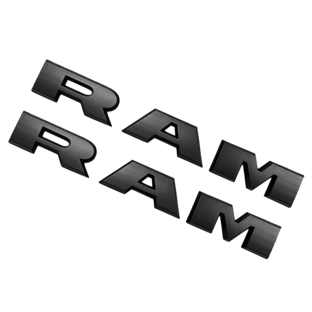 Dodge RAM 1500 2500 3500 2019-2023 Front Door Side Emblems Badges Letters Nameplates Matte Black