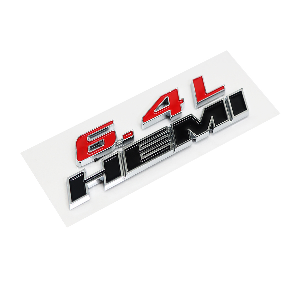 Dodge SRT Charger Challenger Durango 6.4 Hemi Emblems Side Fender Nameplate Badge 3D Stickers Decals Black Chrome Black Red 1PCS
