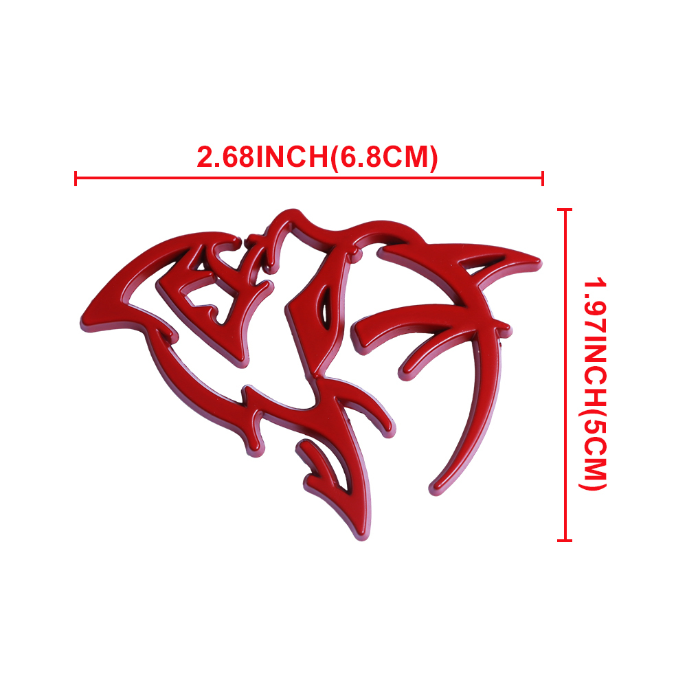 {Metal} Dodge SRT Charger Challenger Durango Hellcat Emblems Side Fender Devil Cat Nameplate Badge 3D Stickers Decals All Red 2PCS