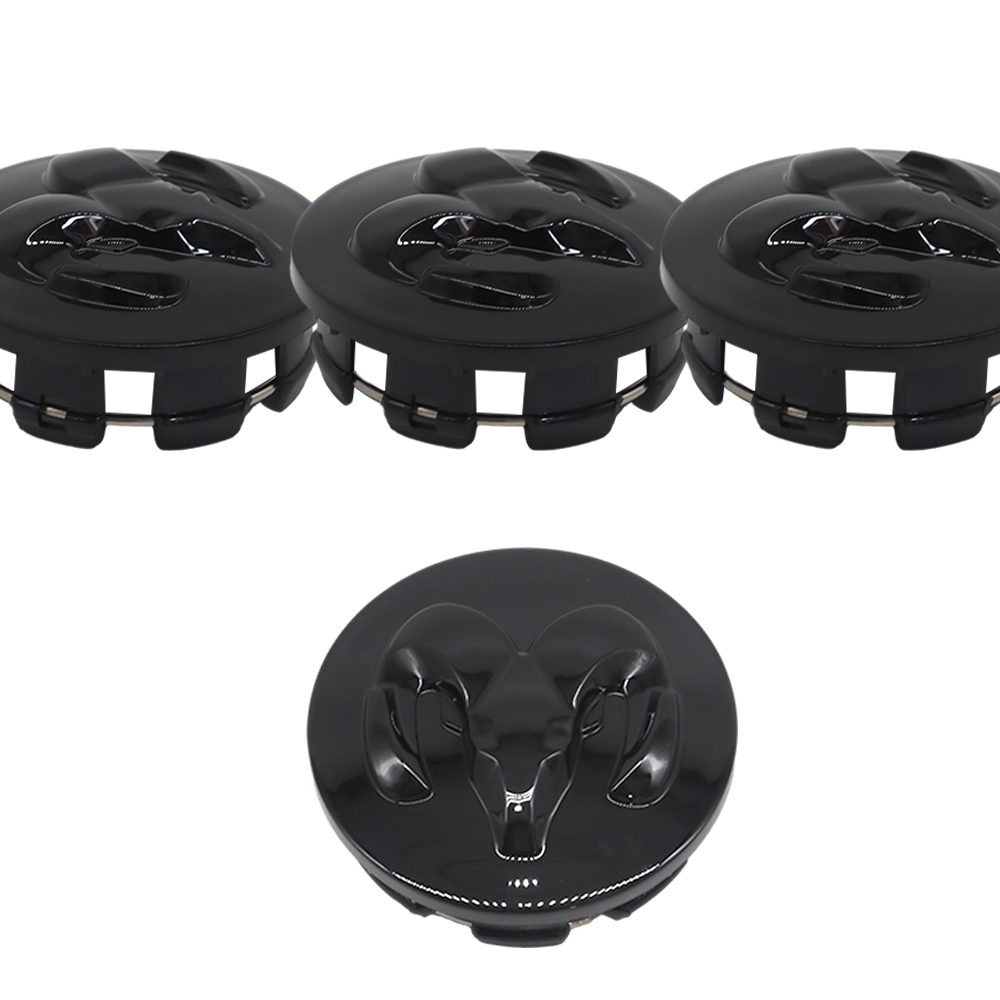 63MM Dodge RAM 1500 2013-2019 Wheel Center Caps Rim Center Hub Cover Gloss Black 4PCS SET 