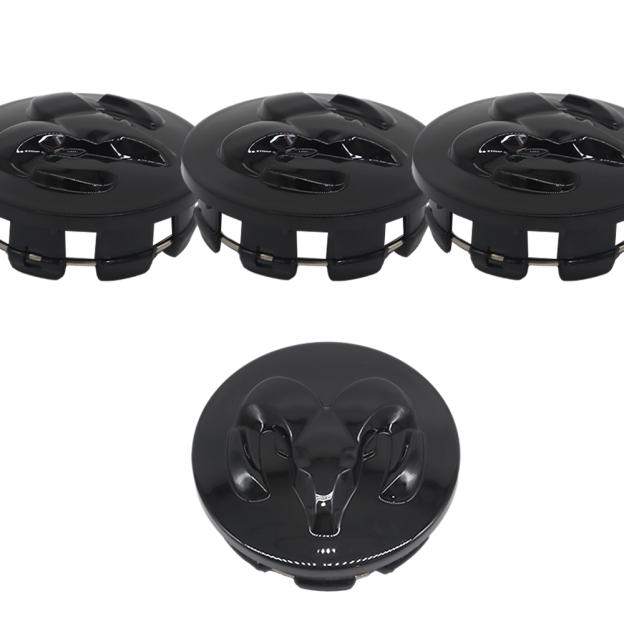 63MM Dodge RAM 1500 2013-2019 Wheel Center Caps Rim Center Hub Cover Gloss Black 4PCS SET 