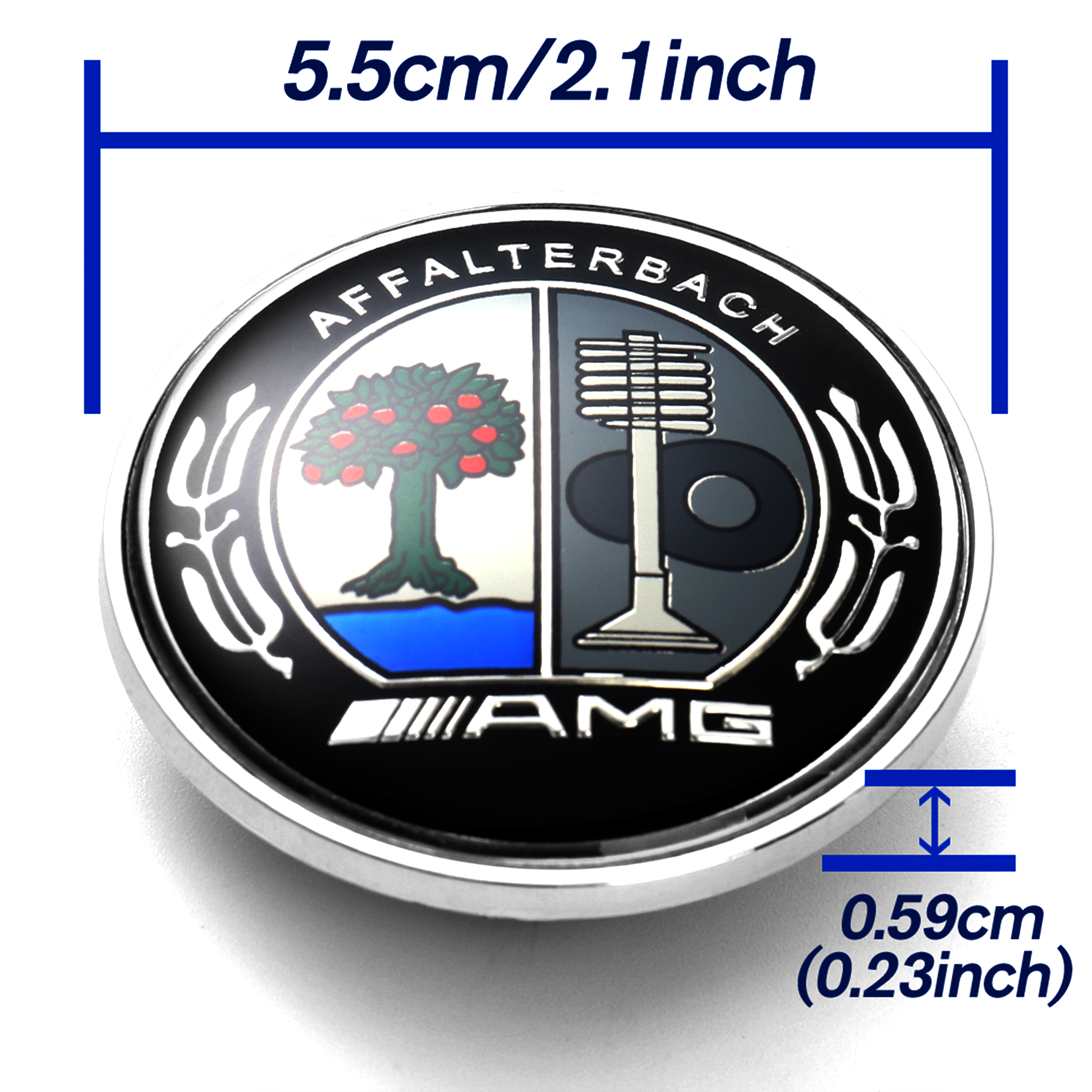 Mercedes Benz Affalterbach AMG Emblem Colored Apple Tree Flat 57mm 3D Front Hood Round Badge