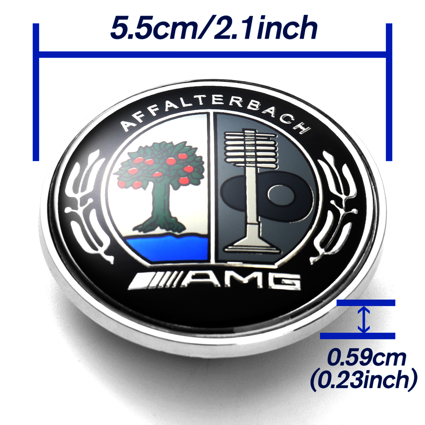 Mercedes Benz Affalterbach AMG Emblem Colored Apple Tree Flat 57mm 3D Front Hood Round Badge