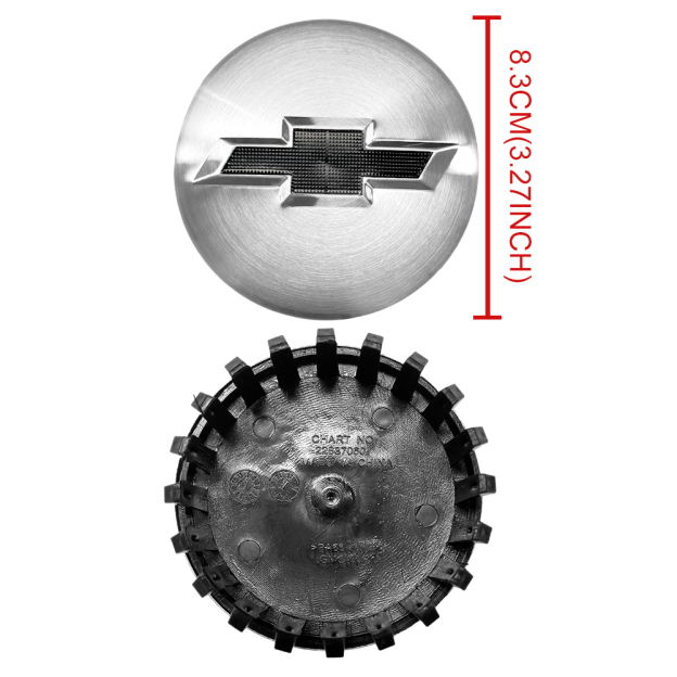 4X 83mm (3.25") Matte Chrome Wheel Center Caps with Black Bowtie for Chevrolet Silverado 1500 Tahoe Suburban