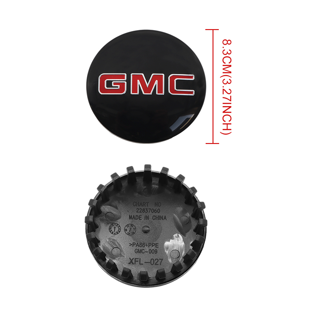 Black & Red 83mm Center Cap for GMC Sierra, Yukon & Chevrolet Silverado, Tahoe | OE# 22837060