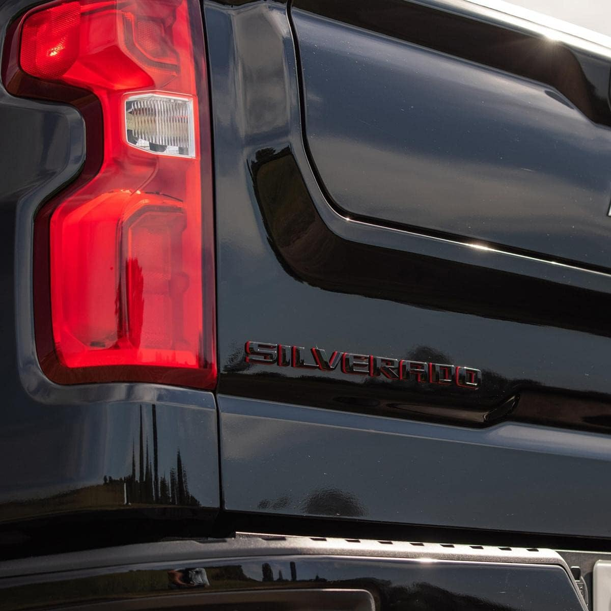 4pcs 2007-2018 Silverado 1500 2500 Plastic Front Rear Door Side Tailgate Letters Black Red Chevrolet