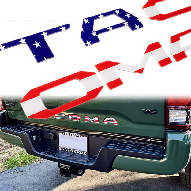 6pcs 2016-2023 Tacoma Abs Plastic Tailgate Letters Gloss Red Blue Flag Toyota 