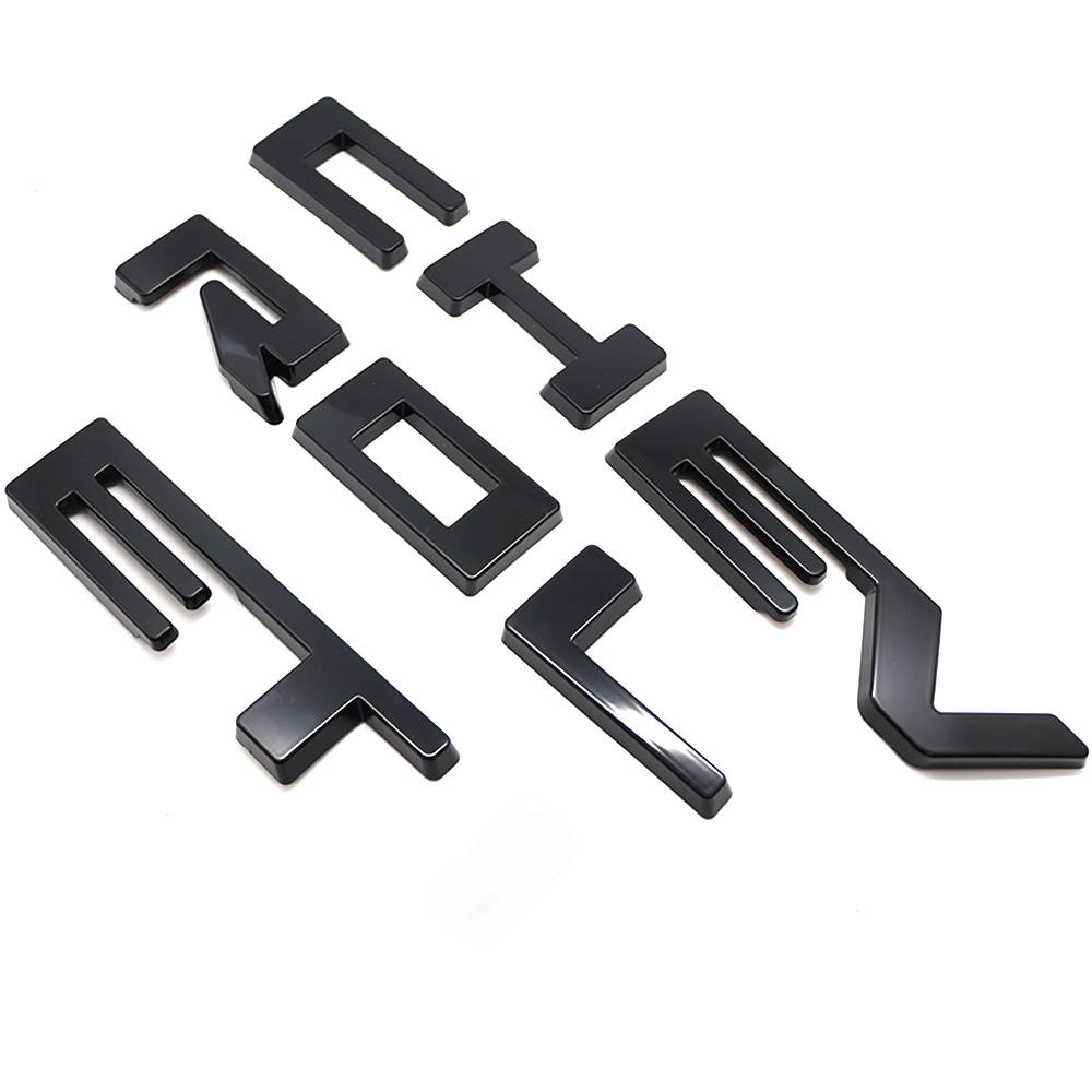 2022-2026 Silverado Custom ABS Plastic Front Grille Overlay Letter Gloss Black Chevrolet