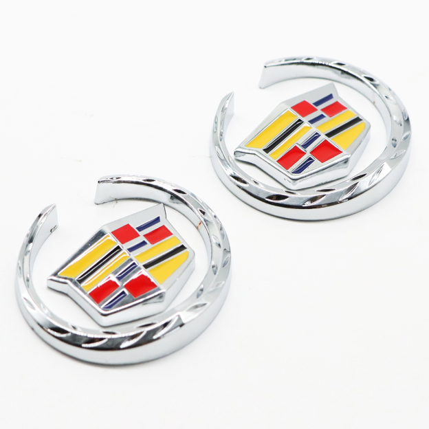 2PCS Escalade ATS CTS SRX XLR ATX Metal Fender Marker Door Emblem Sport V Chrome Cadillac