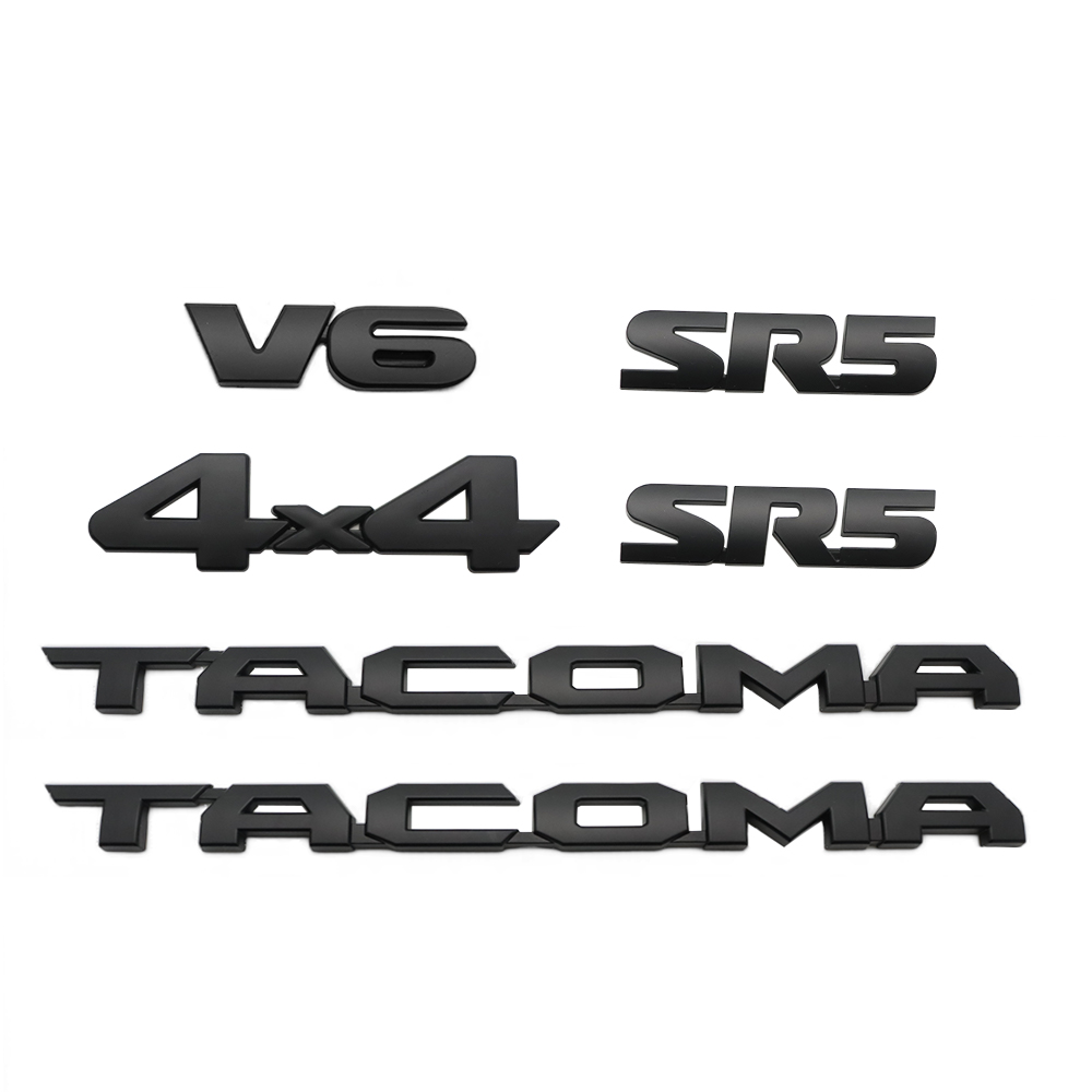6PCS 2016-2023 Tacoma Emblem  3D Badge Letters Kit SR5 V6 4x4 Matte Blackout Toyota