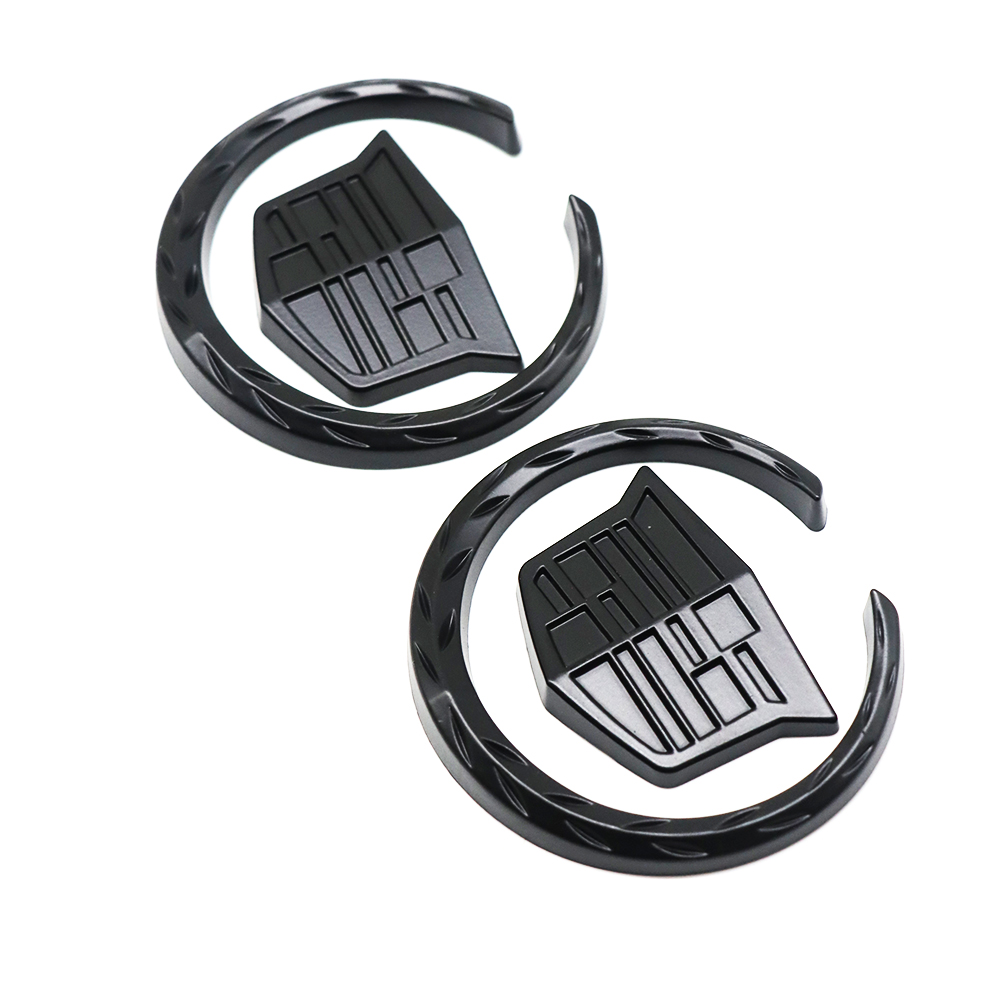 2PCS Escalade ATS CTS SRX XLR ATX Metal Fender Marker Door Emblem Sport V All Black Cadillac