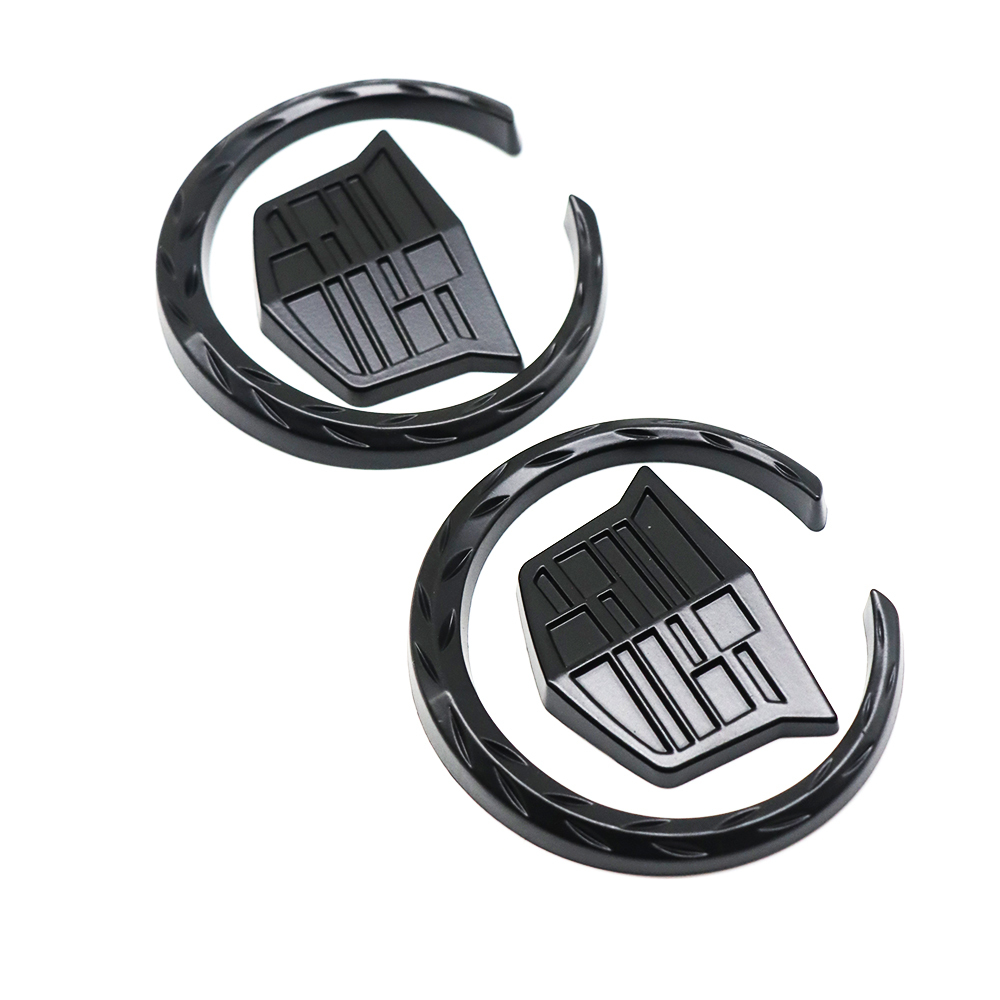 2PCS Escalade ATS CTS SRX XLR ATX Metal Fender Marker Door Emblem Sport V All Black Cadillac