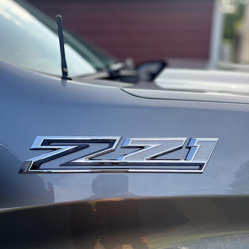 2Pcs 2019-2025 Silverado 1500 Z71 ABS Plastic Fender Side Badge Decal Chrome Black Chevrolet