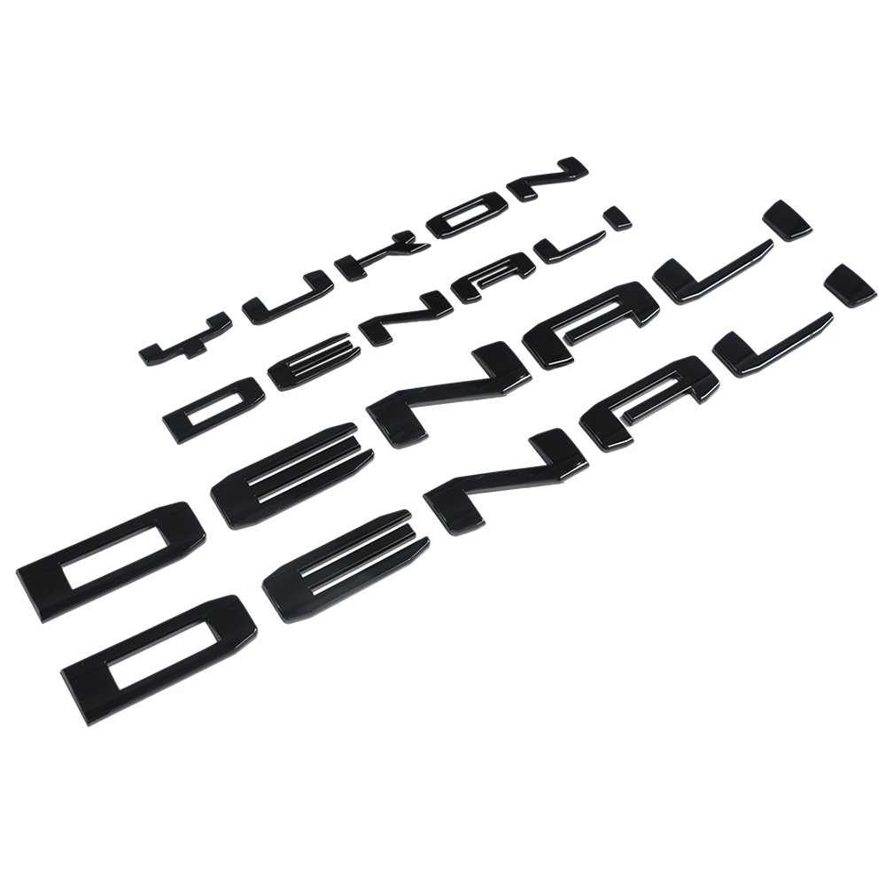 4Pcs 2021-2023 Yukon Yukon XL Plastic 3D Door Side Rear Letters Gloss Black GMC