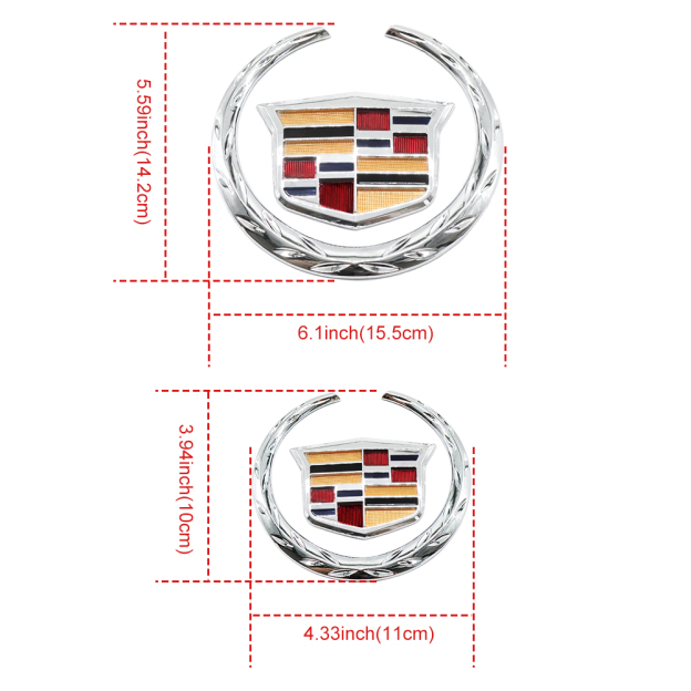 2Pcs Escalade SRX CTS CT6 ATS DTS Plastic Front Grille Rear Emblem Chrome Cadillac