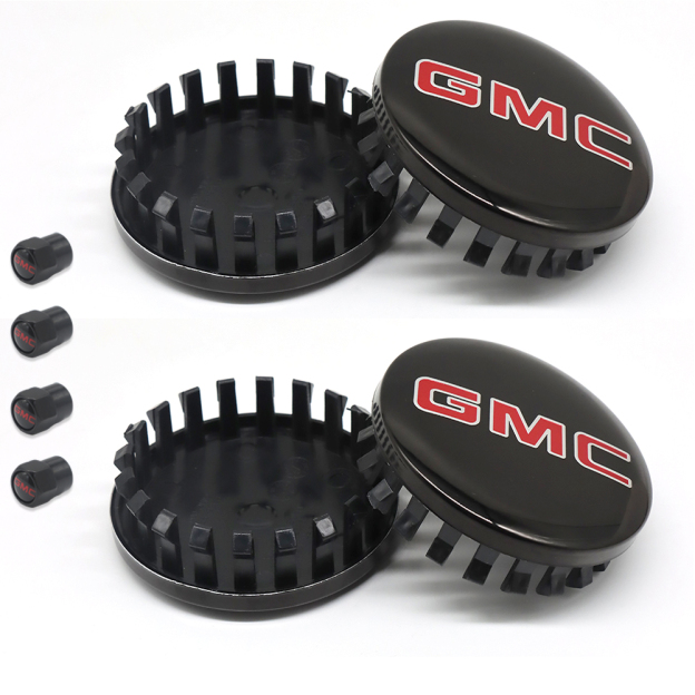 4PCS 2014-2020 Sierra Yukon Denali Plastic 83mm Wheel Center Caps Black Red GMC 