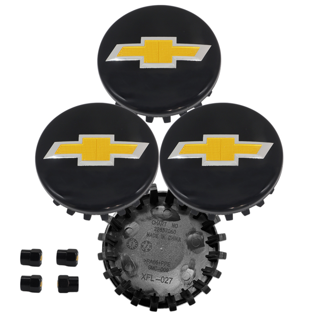 4PCS 2014-2020 Suburban Silverado Tahoe Plastic 83mm Wheel Center Hub Caps Black Yellow Chevrolet 