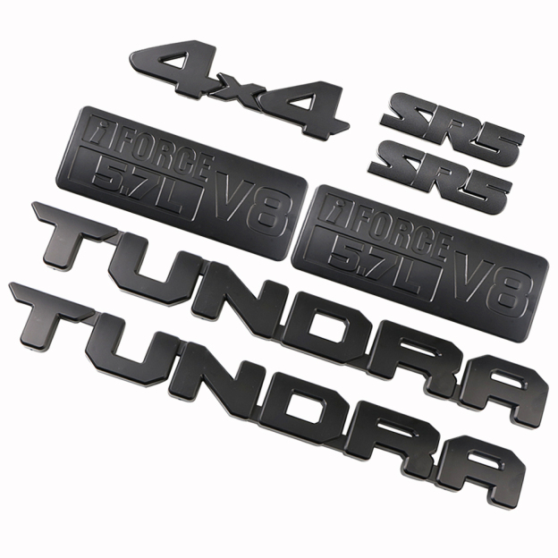 7PCS 2014-2021 TUNDRA ABS SR5 I-Force 5.7L V8 Blackout 4X4 3D Overlay Badge Matte Black Toyota PT948-34181-02