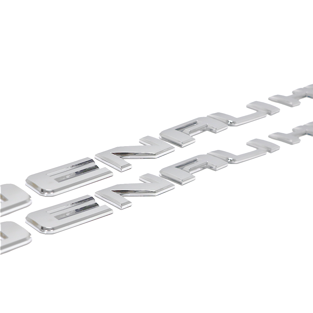 2Pcs 2011-2019 Sierra Denali 2500HD 3500HD Plastic Side Door Tailgate Letters Gloss Silver GMC