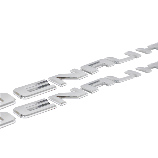 2Pcs 2011-2019 Sierra Denali 2500HD 3500HD Plastic Side Door Tailgate Letters Gloss Silver GMC