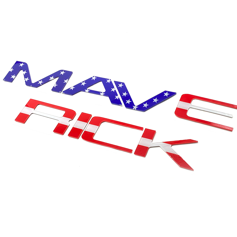 Ford MAVERICK 2022-2023 Letters Rear Tailgate Emblems Nameplate 3D Decal Sticker Blue Red US Flag