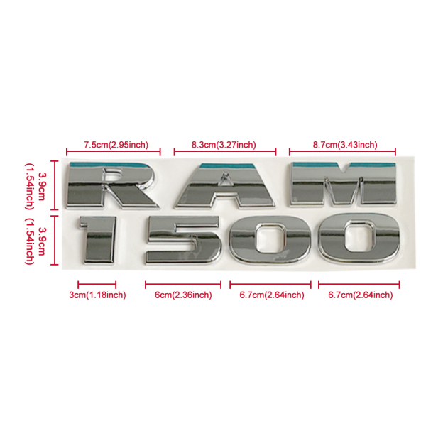 Dodge RAM 1500 2013-2018 Emblem Badge Ram 1500 5.7 Liter HEMI 3D Sticker Decal Matte Black Red 4PCS SET