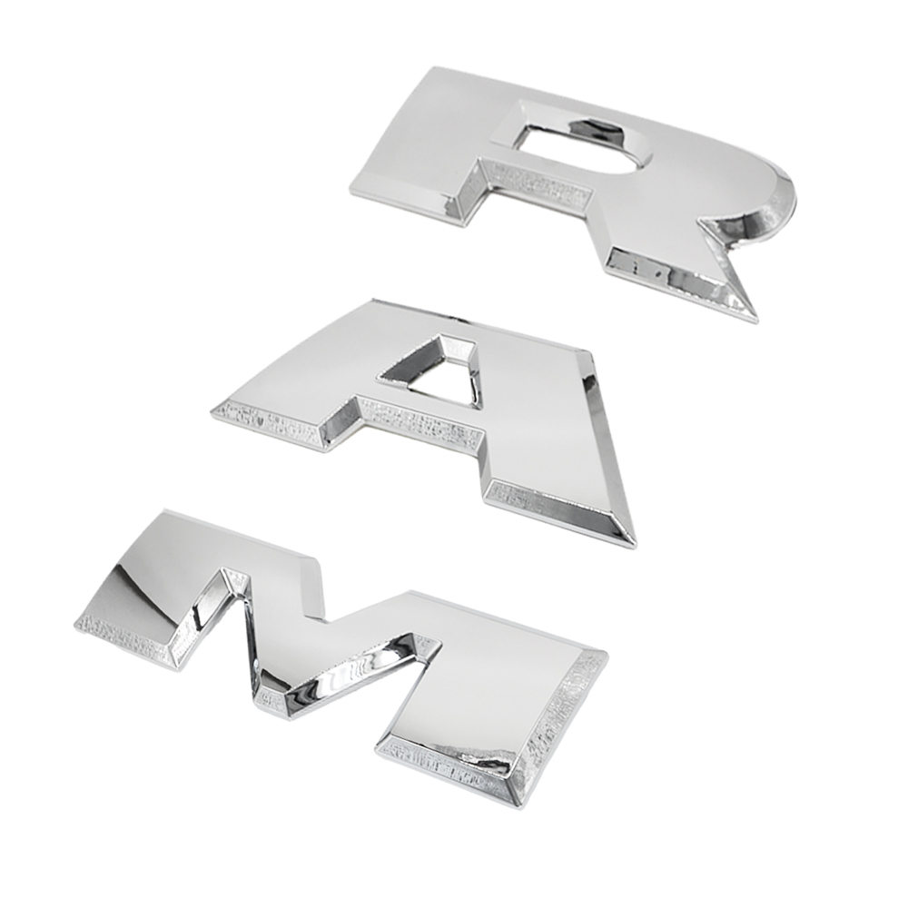 {Large} Dodge RAM 2015-2020 Rear Tailgate Letters Emblems Replacement 3D Trunk Lid Badges Chrome Silver