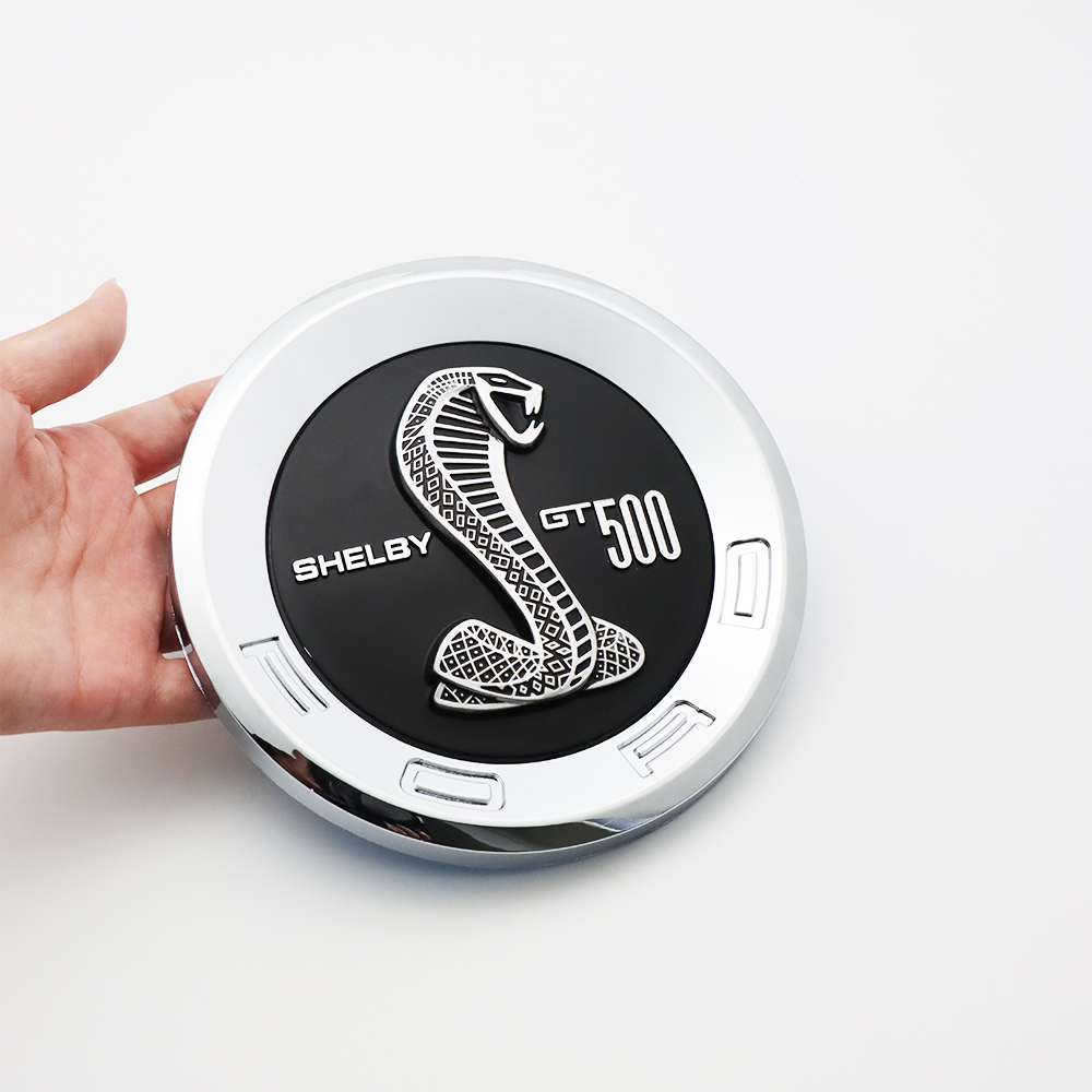 Universal Shelby GT500 Round Badge Chrome Black 5.9"/15cm Adhesive Badge Ford