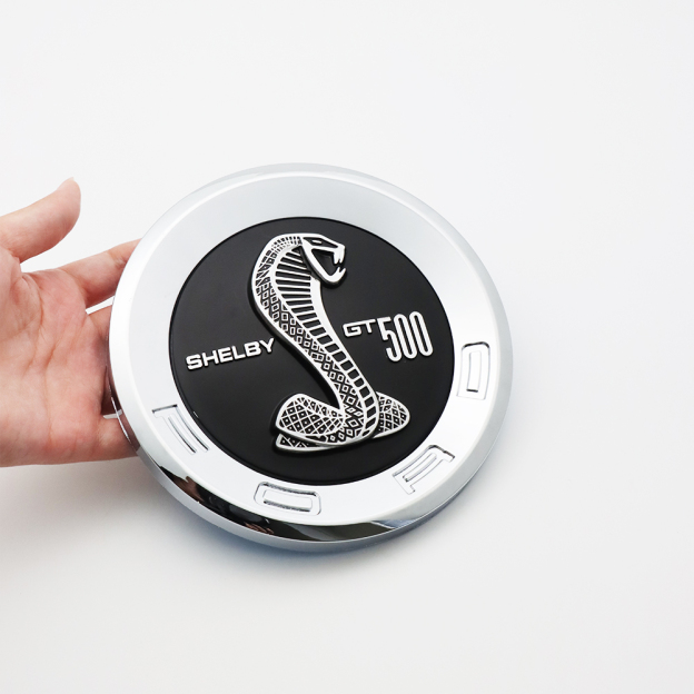 Universal Shelby GT500 Round Badge Chrome Black 5.9"/15cm Adhesive Badge Ford