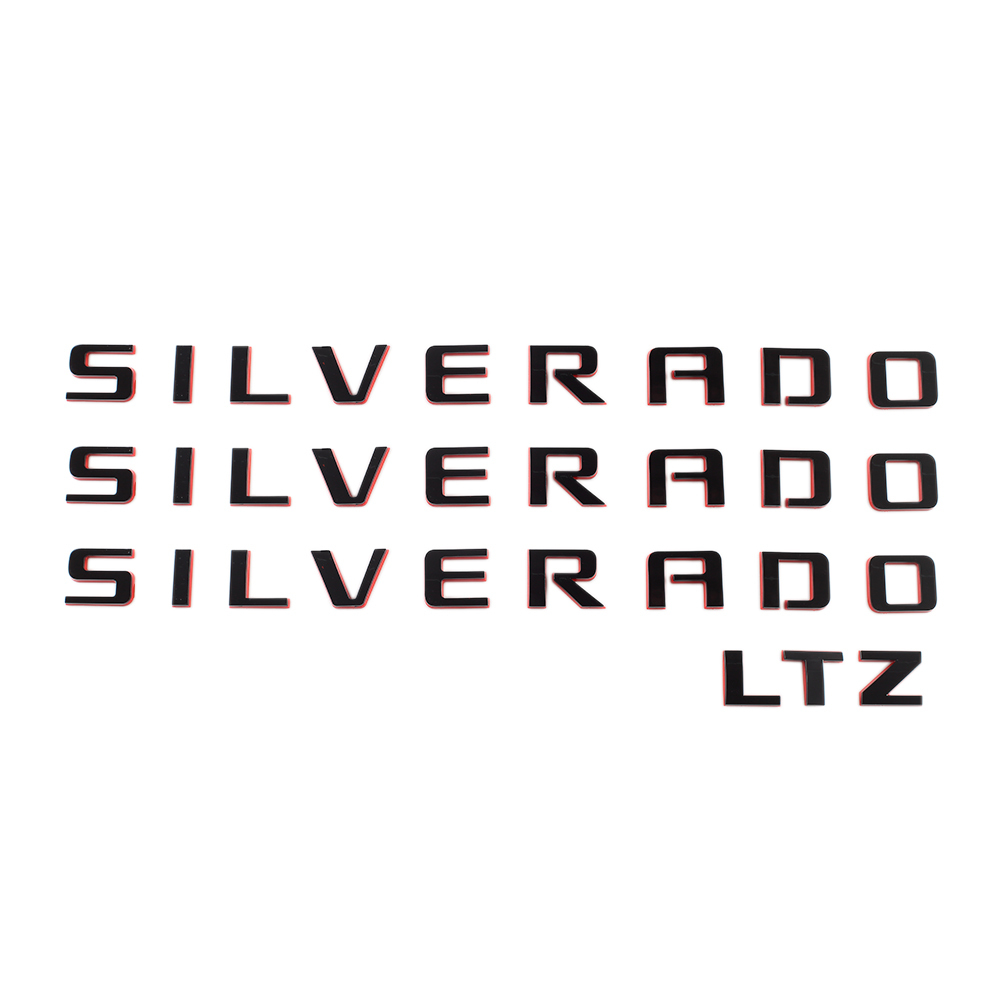 4pcs 2007-2018 Silverado 1500 2500 Plastic Front Rear Door Side Tailgate Letters Black Red Chevrolet