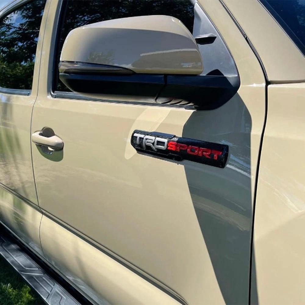 2PCS Tundra Tacoma 4Runner Plastic TRD SPORT Fender Side Emblem Sticker Black Red Toyota