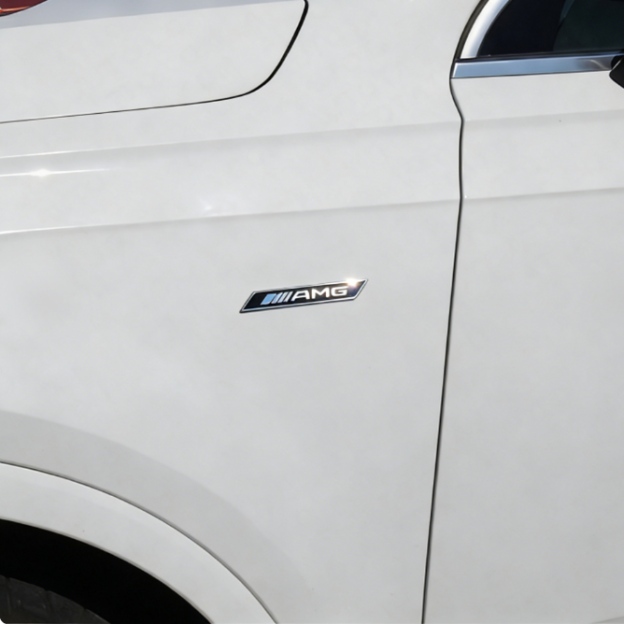 2Pcs AMG Special Edition Badge Side Fender Chrome Black Benz