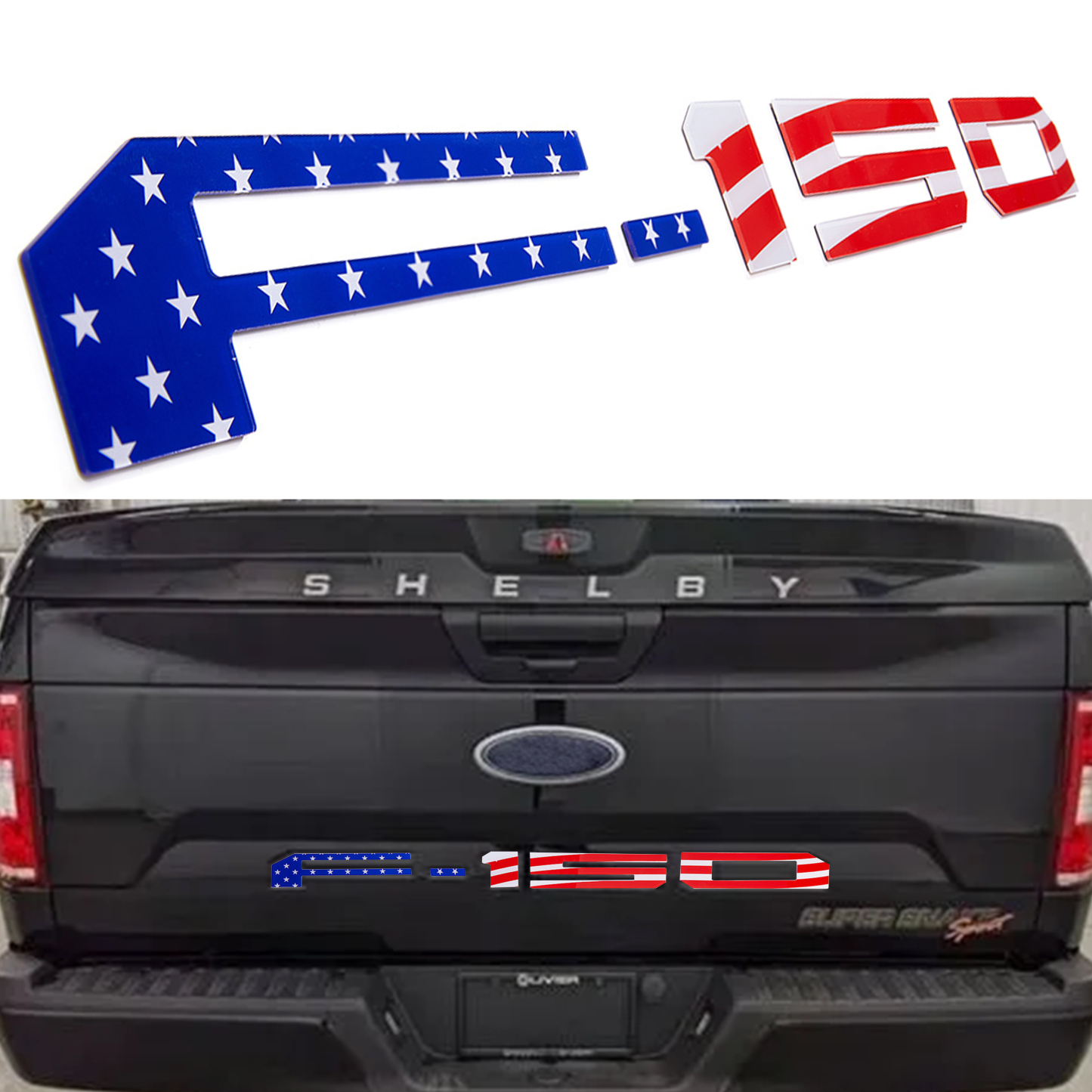 2018-2020 F-150 Tailgate Letters Acrylic Blue&Red Flag Ford VJL3Z-9942528-A