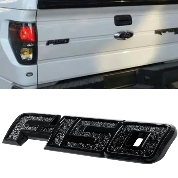 2009-2014 F-150 XLT Raptor Rear Tailgate Badge ABS Black Red Ford Trunk Lid Inserts Self-Adhesive Nameplate