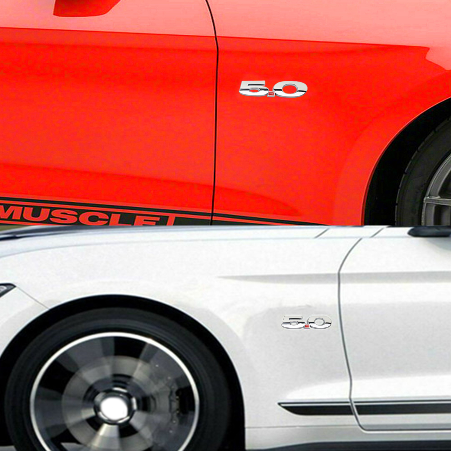 Ford Mustang 2011-2014 GT Side Fender Emblems Badges Nameplate 3D Stickers Decals Chrome Silver 2PCS SET  