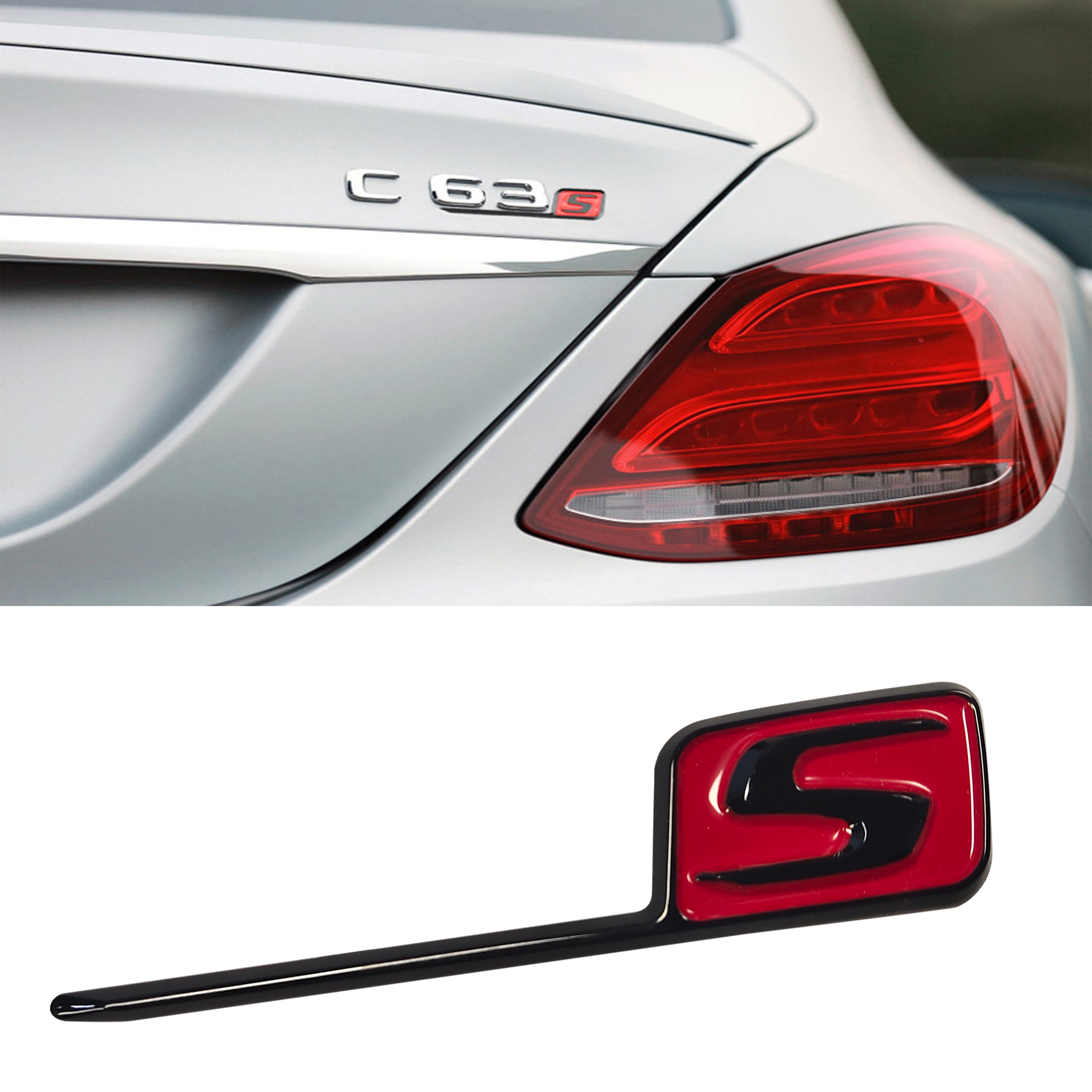 2015-2026 C63S E63 C43 GT AMG ABS S Rear Tailgate Badge Black Red Mercedes Benz Trunk Lid Decal Nameplate