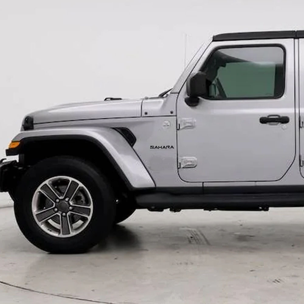 2Pcs Wrangler ABS Plastic SAHARA Side Door 3D Letter Matte Black Jeep 68333673AA