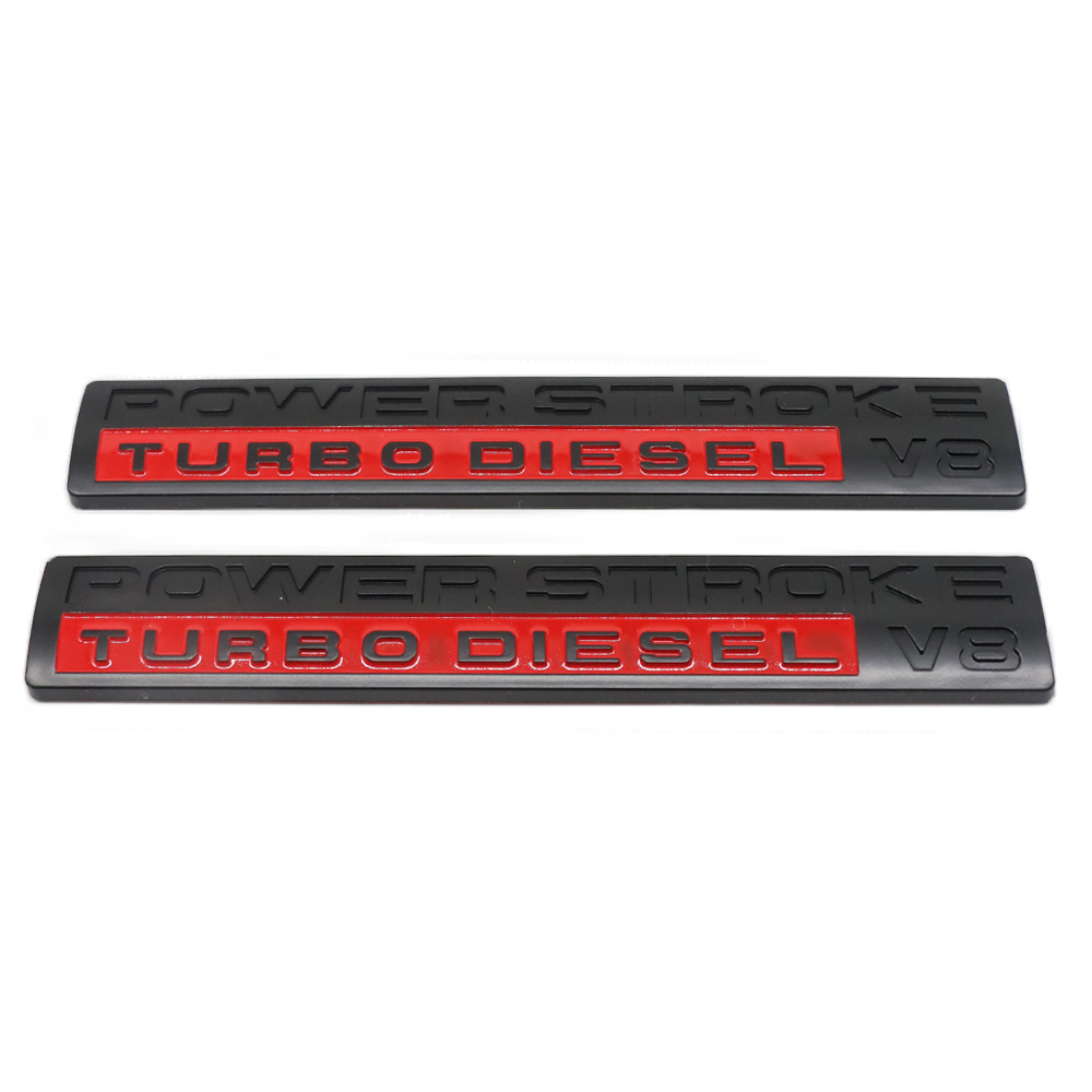 2pcs For 05-10 POWER STROKE Turbo DIESEL V8 Door Side Fender Badge Black Red Ford 5C3Z9942528AA