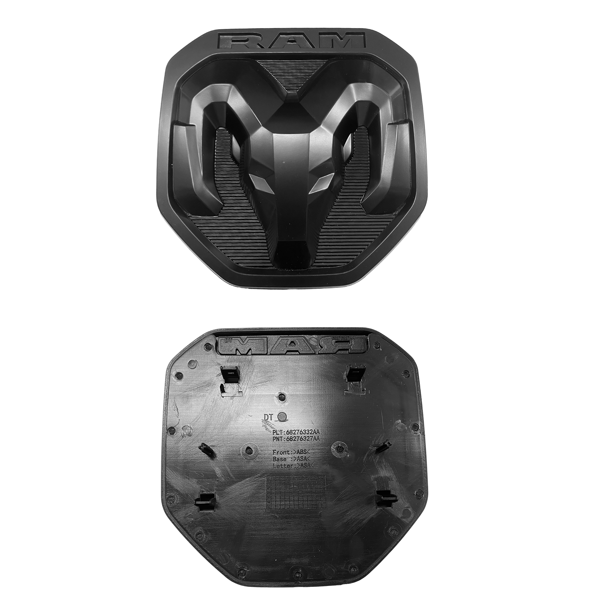 Dodge RAM 1500 2500 3500 2019-2023 Rear Tailgate Rams Head Emblem ABS 3D Trunk Lid Replacement Badge Matte Black