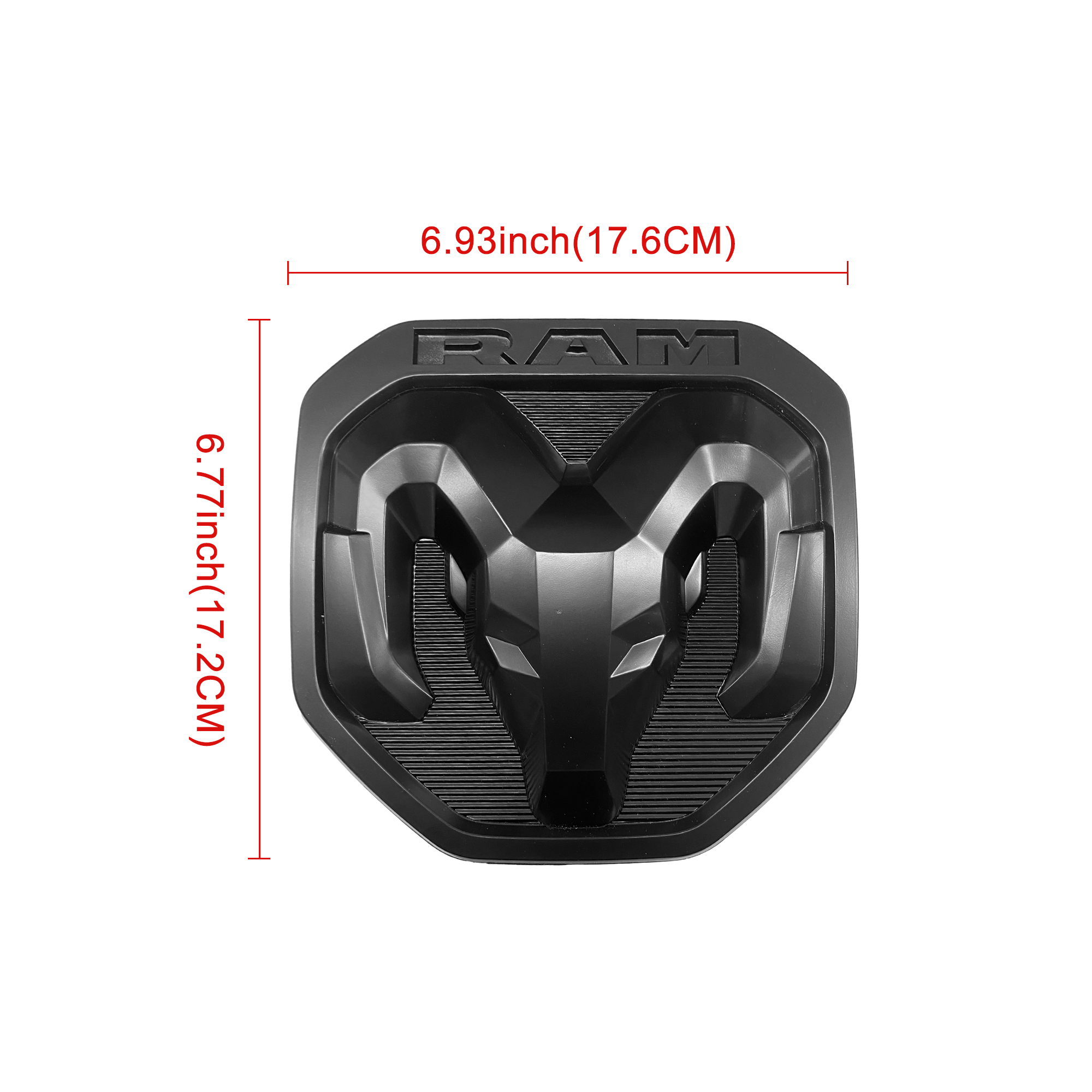 Dodge RAM 1500 2500 3500 2019-2023 Rear Tailgate Rams Head Emblem ABS 3D Trunk Lid Replacement Badge Matte Black