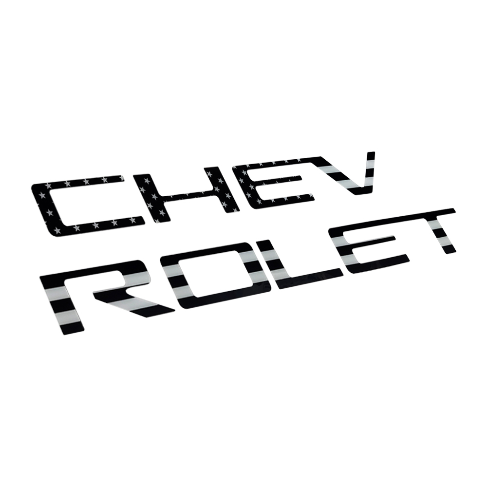 [Copy]2019-2026 Silverado 1500 2500HD 3500HD Acrylic Tailgate Insert Letter Black US Flag Chevrolet Letter