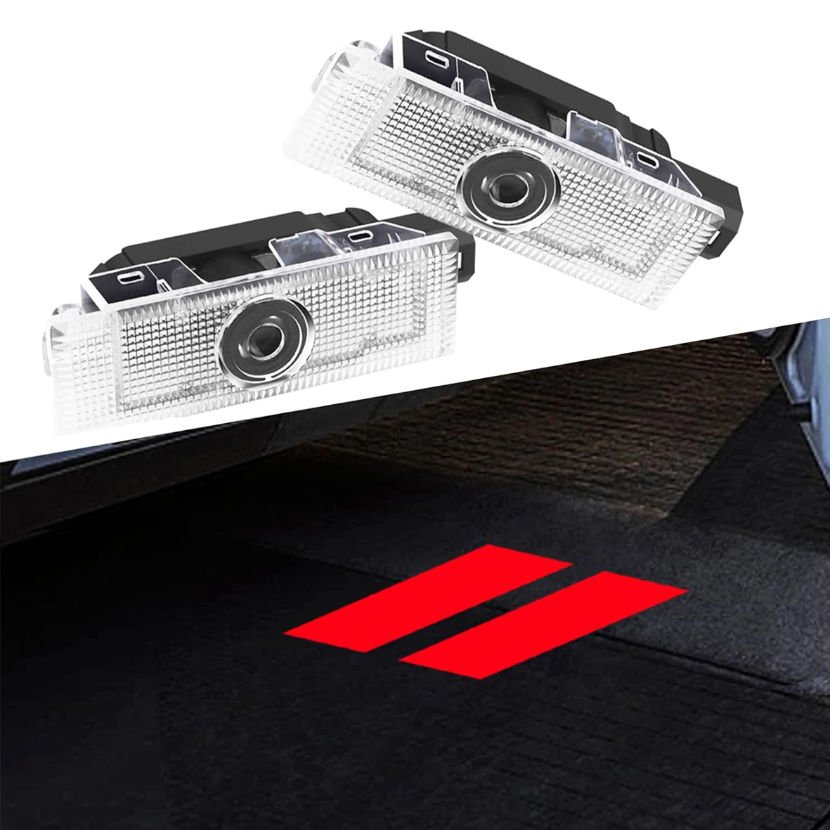 2pcs For 2008-2023 Challenger // Car LED Door Projector Puddle Lights HD Lamps Red Dodge 