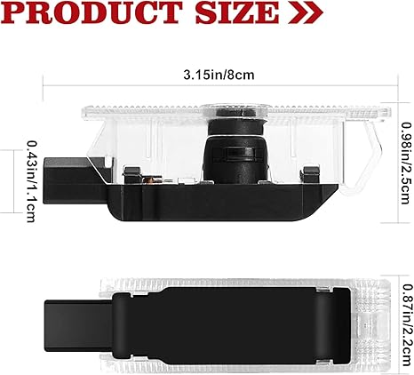 2pcs For 2008-2023 Challenger // Car LED Door Projector Puddle Lights HD Lamps Red Dodge 