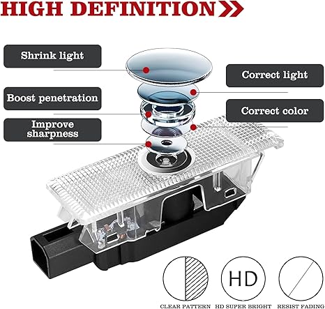 2pcs For 2008-2023 Challenger // Car LED Door Projector Puddle Lights HD Lamps Red Dodge 