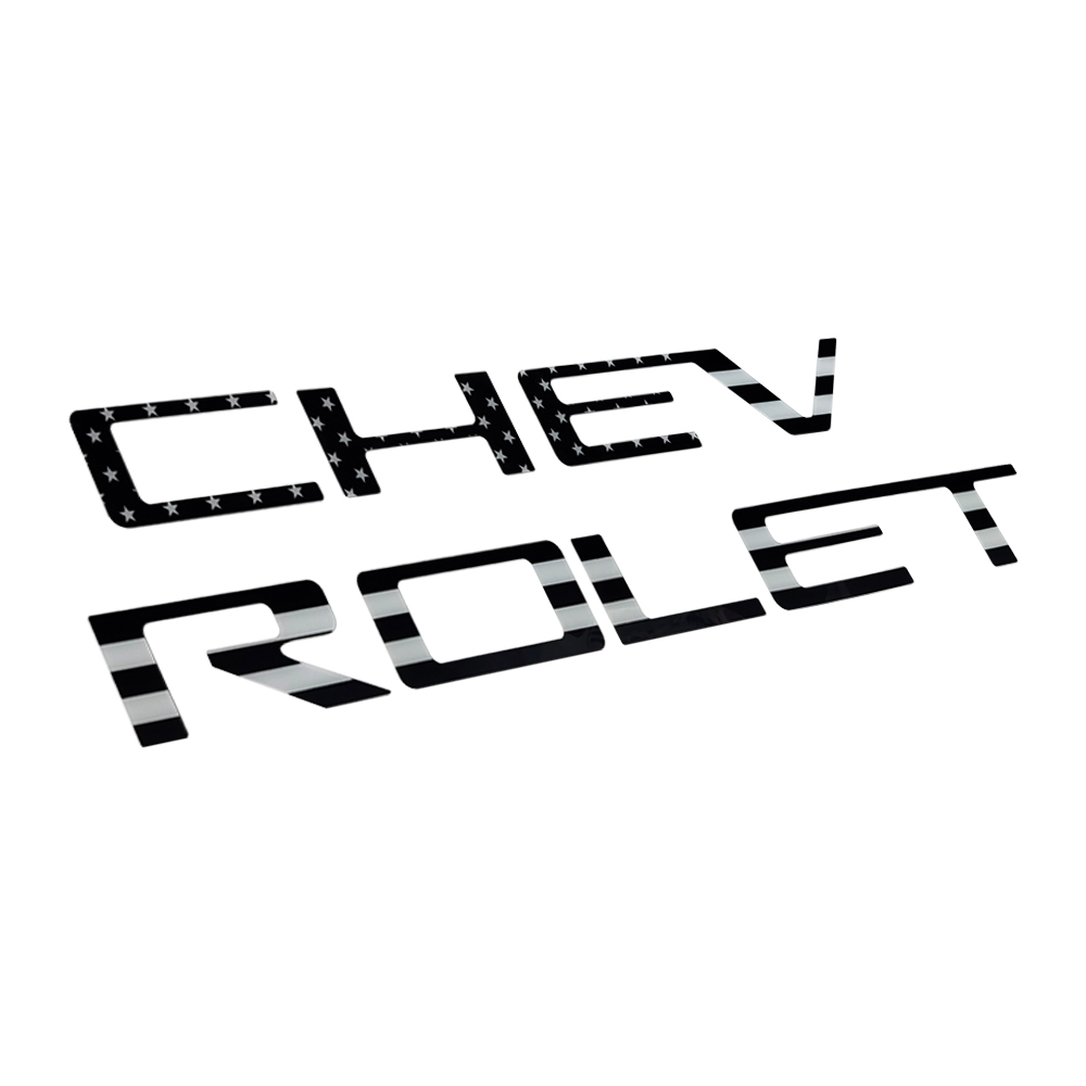 [Copy]2019-2026 Silverado 1500 2500HD 3500HD Acrylic Tailgate Insert Letter Black US Flag Chevrolet Letter