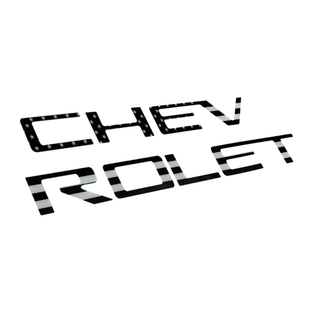 [Copy]2019-2026 Silverado 1500 2500HD 3500HD Acrylic Tailgate Insert Letter Black US Flag Chevrolet Letter