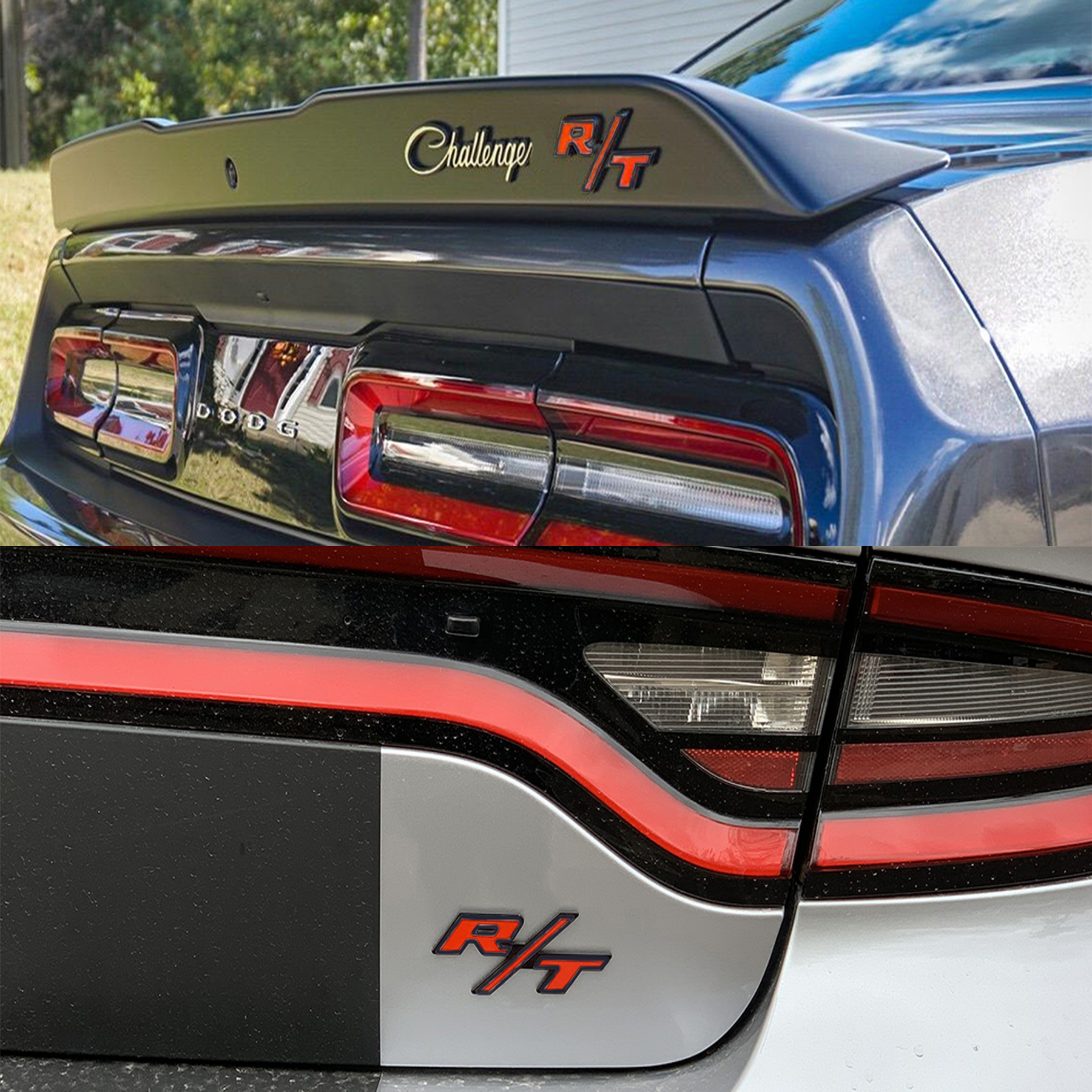 2PCS Charger Challenger Durango RT R/T Side Fender Badge Nameplate 3D Sticker Decal Red Silver Dodge 